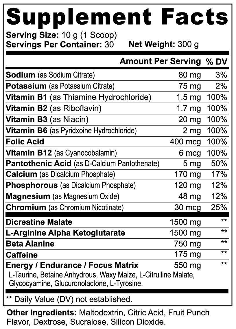 PFF Pre-Workout Powder (Fruit Punch)